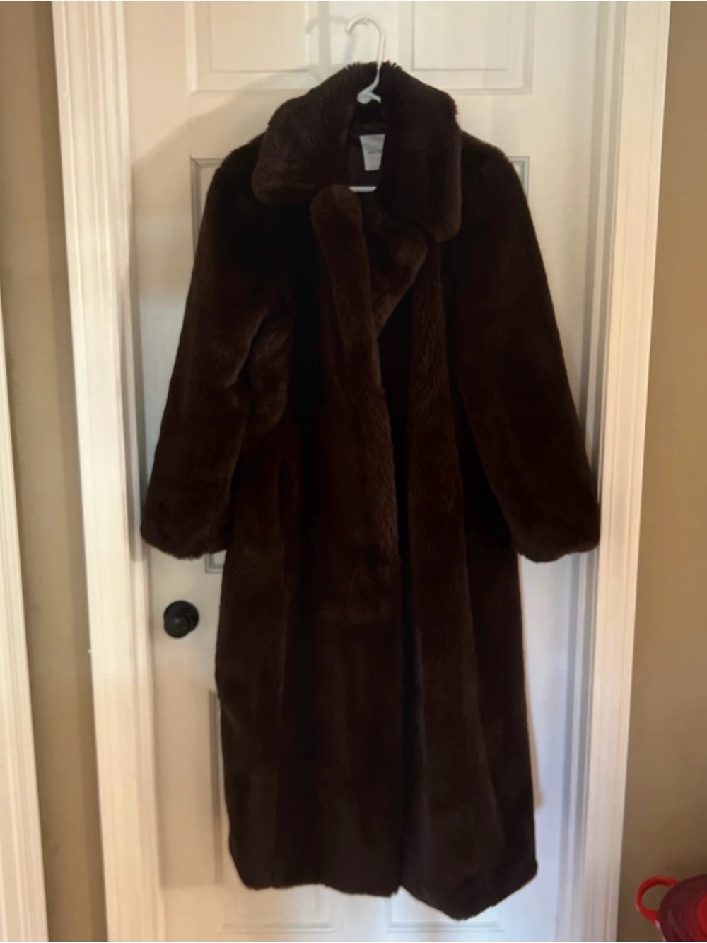 Avec Les Filles Dark Brown Faux Fur Long Coat